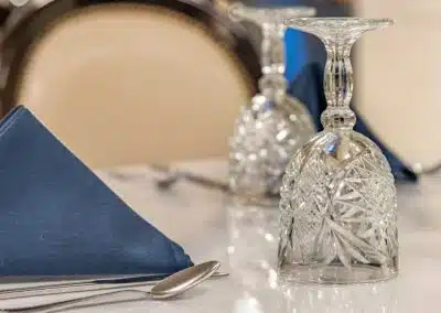 crystal glassware in fine dining room