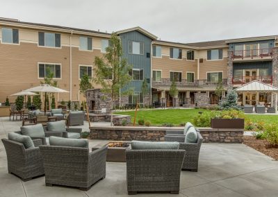 outdoor patio seating with firepit