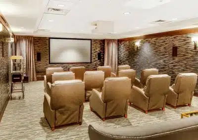 movie theater room with plush seating