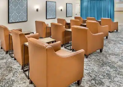 theater with plush seating