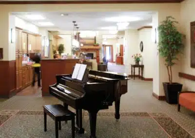 grand piano at senior living community