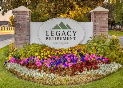 welcome sign at Legacy Retirement South Jordan